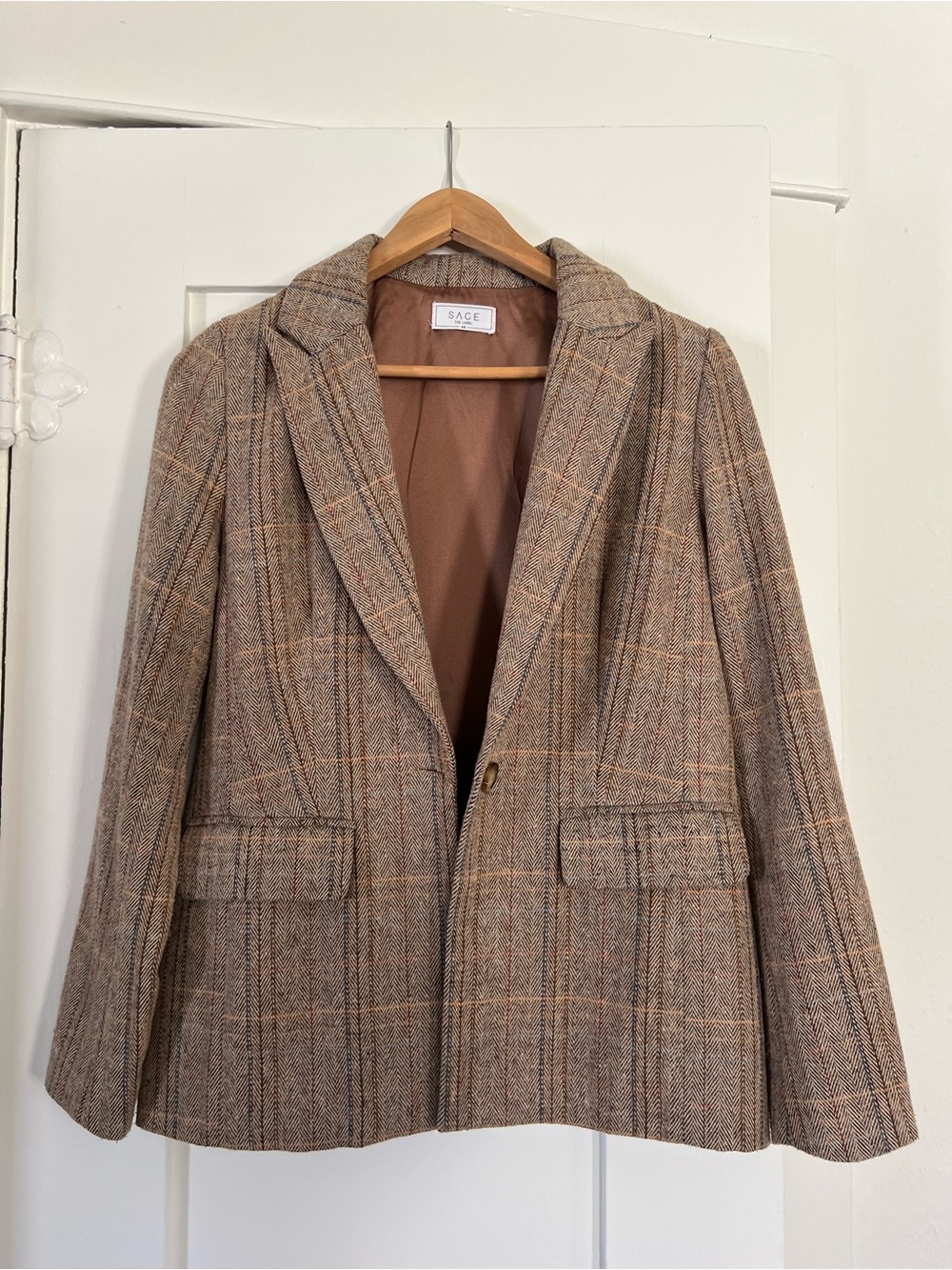 Sage Plaid Blazer & Wide leg Pant suit